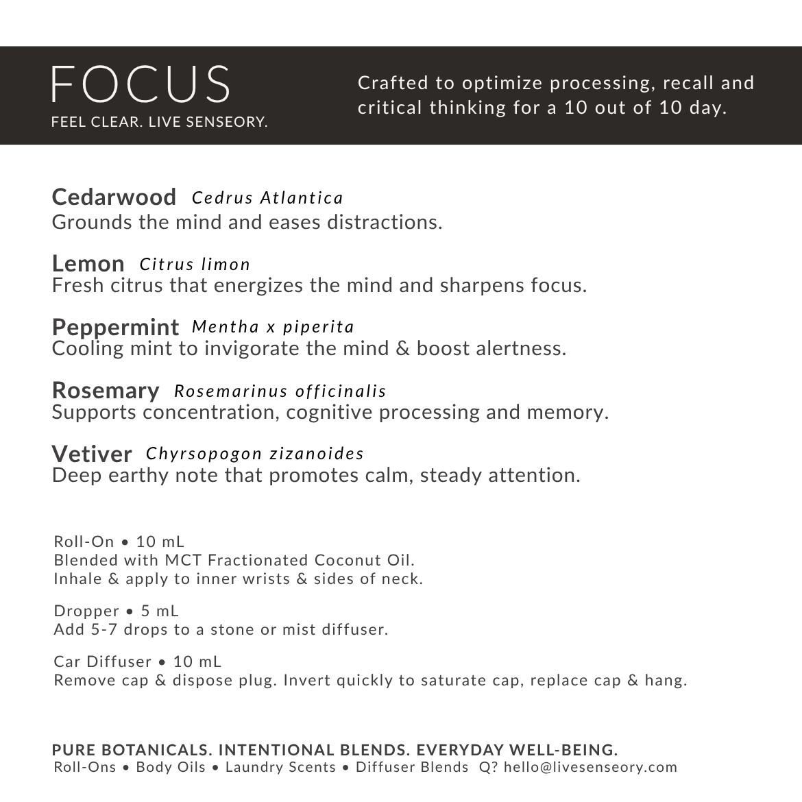 DROPPER.  FOCUS Essential Oil